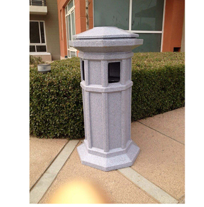 Marble Gray Outdoor <b>Plastic</b> Dustbin Standing Waste Bin with Inner <b>Bucket</b> Large Capacity Eco Friendly Solution - Product Image 2