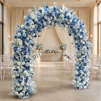 Arche de mariage bleue et blanche avec roses artificielles en soie, support de toile de fond floral, marque BBGS, décoration d'événements, décor de scène de fête
