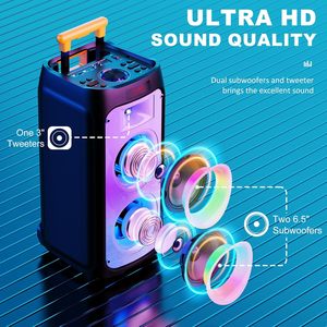 Altavoz Portátil con Ruedas para Karaoke AUX, <span class=keywords><strong>2</strong></span> Micrófonos, Subwoofers, Luz RGB Dinámica, Plástico, para Fiestas en Interiores y Exteriores - Product Image 2