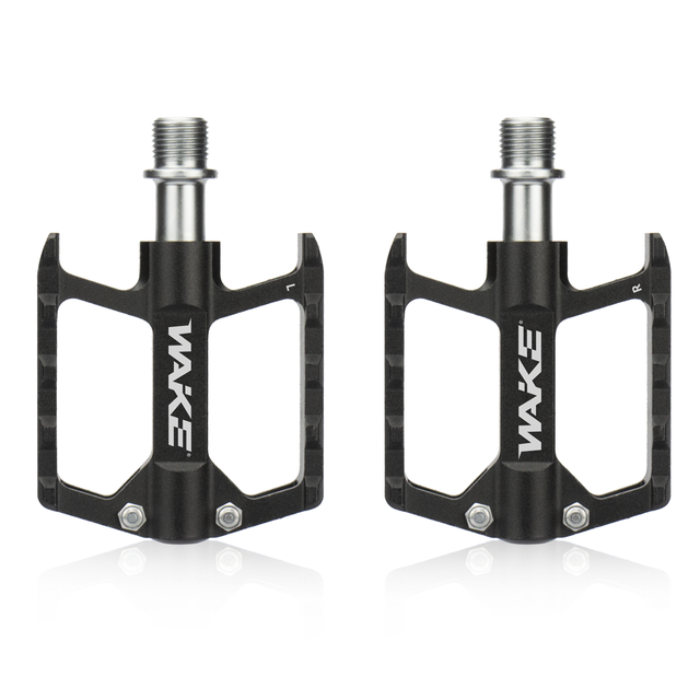 WAKE Bike Pedals Bicycle Pedals with 9/16 Inch Steel Spindle with Reflector and Flat Body Works on E-Bike, City, Urban Commut