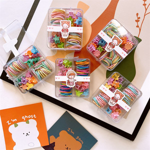 YUCAT gros mignon enfants coréen pinces pinces à cheveux accessoires bébé cheveux cravate griffe ensemble avec boîte pour filles enfants - Product Image 5