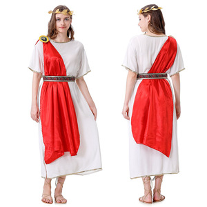 Conjunto de disfraz romano antiguo Yi Xiaoyi para adultos y niños, traje familiar blanco con túnica roja - Product Image 3