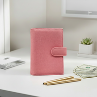 Carnet de notes en cuir texturé litchi, organiseur avec fentes pour cartes, poche zippée, anneaux métalliques, journal pour usage quotidien