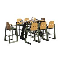 Ensemble de canapés de salle à manger d'extérieur Prima Custom Modern Durable, résistant à l'eau, en acier inoxydable, table et chaises pour jardin, cour, balcon, terrasse