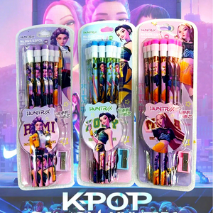 Juego de 12 Lápices de Madera HB con Borrador Grande Creativo de Dibujos Animados Multicolor, Temática K-POP Demon Slayer Girl Group, Superventas Transfronterizo - Product Image 1