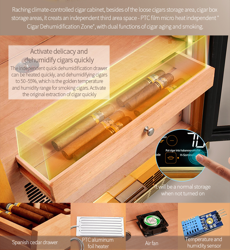 Raching big cigar cabinet with spanish cedar electronic humidor fridge for cigar aging