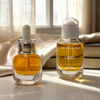 Flacon elliptique en verre à fond épais de 30ml 50ml, compte-gouttes et pompe poussoir de luxe, adapté aux huiles de soins de la peau et aux ensembles d'aromathérapie