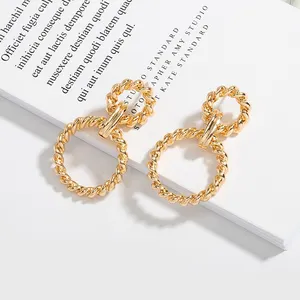 Trade assurance service gold plated chunky hoop earrings jewelry fashion custom double hoop earring for women