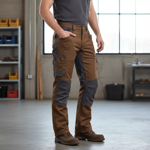 <span class=keywords><strong>Pantalones</strong></span> de Trabajo Tipo Cargo, Transpirables, Uniformes, con Múltiples Bolsillos, Cintura Ajustable, Triple Costura, Parches Duraderos en las Rodillas, de Algodón - Product Image 1