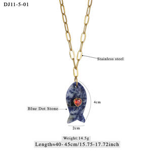 Collar de acero inoxidable de moda europea americana <span class=keywords><strong>2025</strong></span> para mujer, nueva piedra Natural, colgante tallado de concha de pez grande, circón con incrustaciones - Product Image 6