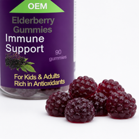 Zwarte Vlierbessen Gummies met Zink en Vitamine C Vegan Pectine Suikervrij Antioxidant voor Kinderen Volwassenen Private Label