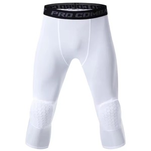 Celana Kompresi Basket Pria 3/4 yang Dapat Disesuaikan, Cepat Kering, Terbuat dari Poliester dengan Pelindung Lutut Berpori Model Sarang Lebah yang Bernapas - Product Image 3