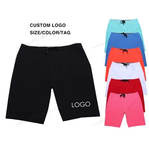 Shorts esportivos de verão para homens, calção de banho de corrida com 4 vias, calção de praia sólido de secagem rápida, logotipo personalizado, calção de banho para corrida