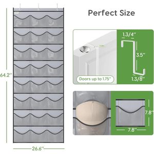 Organizador de gorras para colgar sobre la puerta, 24 bolsillos, estante de almacenamiento transparente para exhibir y organizar gorras de béisbol - Product Image 2