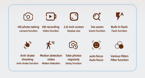กล้องดิจิตอลสำหรับเด็กนักเรียน Search Sourcingark ความละเอียด 48MP หน้าจอ HD ถ่ายภาพและวิดีโอ CCD ของขวัญคริสต์มาส รุ่น H16 - Product Image 2