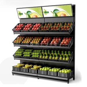 Exhibidores Metálicos Personalizados para Supermercados, Estantes para Frutas y Verduras con Cartel Superior - Product Image 1