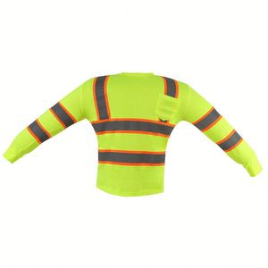 Moisture Wicking Quick Dry Neon Yellow Long Sleeve Airport Ground Crew Safety OEM Service Reflective <b>T</b>-<b>shirt</b> - Product Image 1