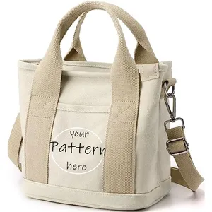 Borsa Tote Grande Personalizzata in Nylon e Cotone con Chiusura a Cerniera e Tasca, Borsa a Tracolla alla Moda per Shopping e Mercato - Product Image 1