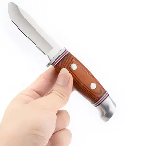 Professional Wood Handle Blunt Tip Fixed Blade Safety Scout Knife For Kids