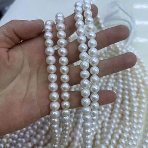 Perlas Redondas de Agua Dulce Naturales de Color Blanco, Collar de Perlas Auténticas de 40 cm, Clásico para Mujer - Product Image 1