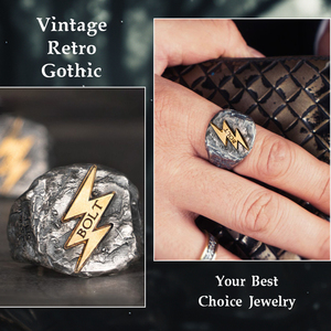 925 Sterling Silver Hip Hop <strong>Zeus</strong> <strong>Lightning</strong> Rings Viking Fashion High Quality Men's Vintage Wedding Jewelry Couple Set - Product Image 4