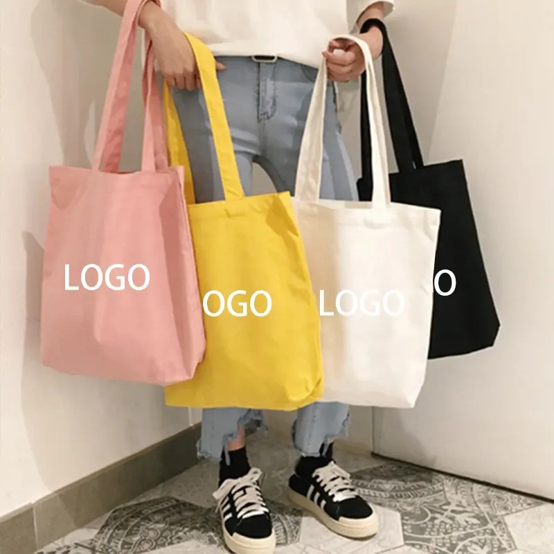 Groothandel Nieuwe Stijl Grote Vlakte Katoenen Canvas Tote Boodschappentas Met Aangepaste Logo