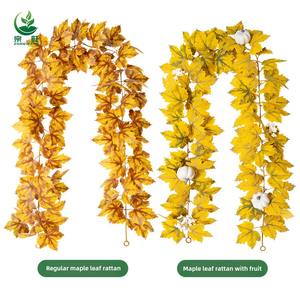 Nuevas hojas decorativas de arce simuladas, Festival de cosecha de ratán, adornos de calabaza, vides enrolladas para el hogar, flores decorativas, plantas - Product Image 4
