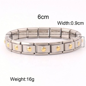 Italian Vintage Style Elastic Bracelet Heart <b>Charm</b> Stainless Steel Waterproof Non-Tarnish Geometric Fashion Bracelet <b>Charms</b> Gift - Product Image 6