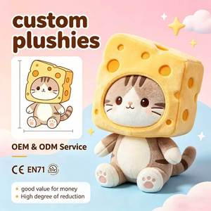 Peluche chat en forme de <span class=keywords><strong>fromage</strong></span> personnalisée en gros, jouet en peluche haute fidélité, service OEM ODM avec certification CE EN71 - Product Image 1