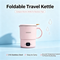 Bouilloire électrique pliable en acier inoxydable portable pour l'extérieur avec fonction de température constante et grande capacité