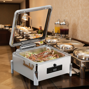 高級電気ガラス製保温鍋 工場直販 多用途 金属製 新デザイン スマートビュッフェセット ガラス蓋付き - Product Image 2