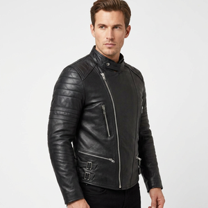 Veste de moto en cuir d'agneau véritable pour homme KEVEN IMPEX avec col montant zippé, imperméable et respirante, design hiver - Product Image 1