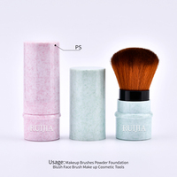 Pinceau de maquillage rétractable, texture marbrée, manche en PS, pinceau portable pour fard à joues, pinceau synthétique doux pour fond de teint, pinceau pour le visage