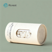 Tube d'emballage pour capsules de compléments alimentaires à base de plantes biologiques |   Boîte cylindrique en carton recyclable et compostable, logo personnalisé, pour aliments