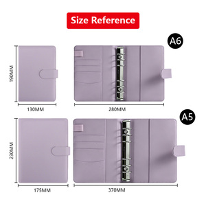 Organiseur/Agenda en cuir A5 6 anneaux métalliques, couverture rigide en cuir PU, six trous, avec porte-cartes, cadeau économique, classeur <span class=keywords><strong>personnel</strong></span> - Product Image 2