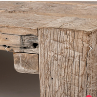 Mesa de Centro Cuadrada de Madera Maciza Rústica Vintage al por Mayor, Diseño Moderno para el Hogar, Muebles para Sala de Estar