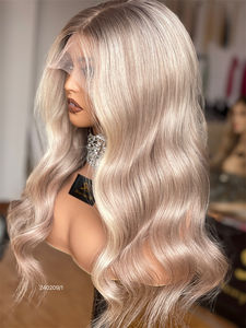 Parting Anywhere Full Lace Silk Base Human Hair <b>Wigs</b> <b>Glueless</b> HD Lace Natural Looking Balayage Blonde Full Lace Silk Top <b>Wigs</b> - Product Image 3