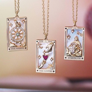 Boheemse Stijl Kleurrijke Email Zirkoon <span class=keywords><strong>Tarot</strong></span> Kaarten Hanger Vintage Vierkante Zirkoon Hanger Sieraden Link Ketting - Product Image 4
