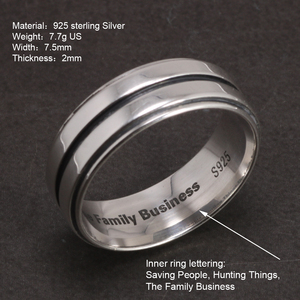 Anello di Dean Winchester Autentico in Argento 925 Supernatural con Incisione dell'Aforisma Saving People Hunting Things the Family Business - Product Image 3