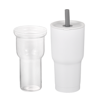 Gobelet isotherme en acier inoxydable 2 en 1 avec doublure en verre, 30 oz, manchon pour café glacé et gobelet pour boissons en voiture