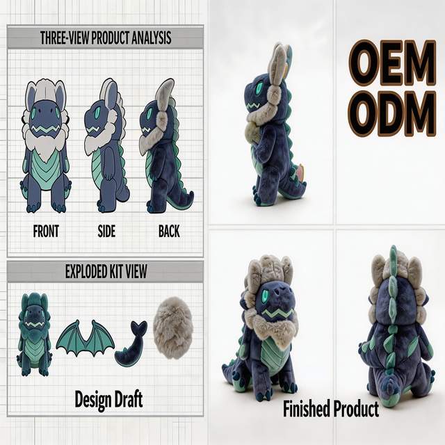 Custom Dragon Plush Toy OEM/ODM | Personalized Fantasy Monster Soft Toy PP Cotton Filling Polyester Material Promotional Gifts