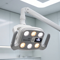 Lampe buccale sans ombre à 6 ampoules, lumière chirurgicale dentaire LED 9VA avec affichage numérique, température de couleur 3500-5500K pour fauteuil dentaire