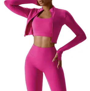 8 Kleuren Rits Outdoor Hardloopsport Yoga Jack Afslankende Fitness Jas Met Lange Mouwen Meisjes Sneldrogende Yogakleding