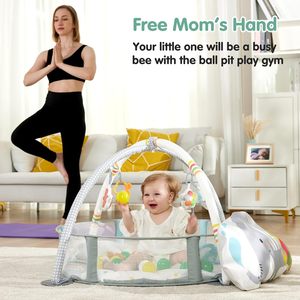 Gimnasio de Actividades 4 en 1 para Bebés con Piscina de <span class=keywords><strong>Pelotas</strong></span>, Juguetes de Peluche, Almohada Antideslizante para Tiempo Boca Abajo con Juguetes <span class=keywords><strong>Sensoriales</strong></span> para Recién Nacidos - Product Image 4