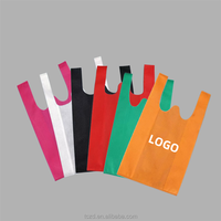 Venta al por mayor logotipo personalizado portátil supermercado no tejido camiseta compras chaleco bolsa
