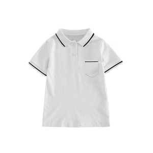 Polo léger pour garçons, en coton infroissable, à manches courtes, uni, pour un confort en déplacement - Product Image 1