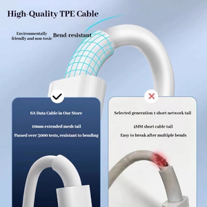Cable de Carga USB Tipo C de 120W al por Mayor, Cable de 6A para <span class=keywords><strong>Xiaomi</strong></span> Civi <span class=keywords><strong>11T</strong></span> <span class=keywords><strong>Pro</strong></span>, <span class=keywords><strong>Redmi</strong></span> <span class=keywords><strong>Note</strong></span> 12 <span class=keywords><strong>Pro</strong></span>+, Black Shark 4S <span class=keywords><strong>Pro</strong></span> 67W - Product Image 3