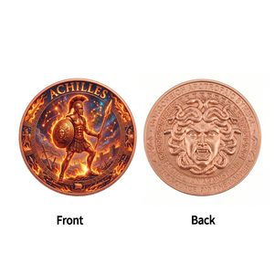 Moneda Conmemorativa de 1 oz .999 de Cobre Fino Estampada e Impresa con UV, <span class=keywords><strong>Jason</strong></span> Argonauts, Símbolo de Protección de Medusa del Pelo de Oro, Mitología Griega - Product Image 2