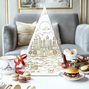 Sunshine Takeaway Pastry Packaging Custom Printed 4-Layer Triangle Pyramid <b>Box</b> with Handles Durable Paperboard Design - Product Image 3