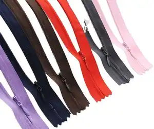Hengda Zipper Custom Color Factory Closed End Finished Hidden Nylon Invisible Zipper For Garments Dress Hidden Zipper